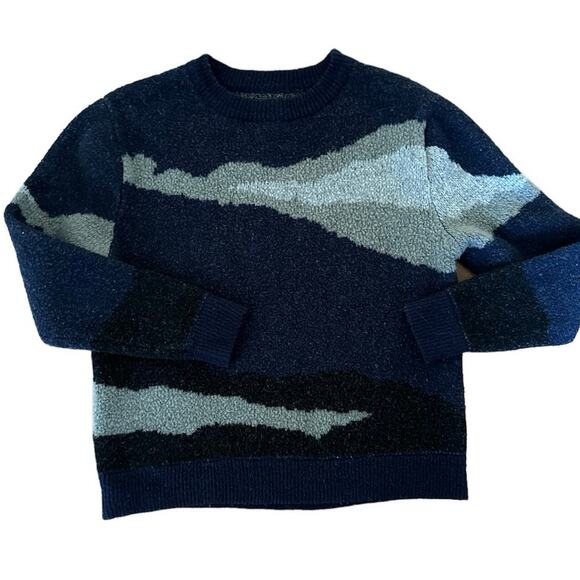 OAK + FORT Intarsia oversized sweater in blue & gray size XS - Picture 2 of 12